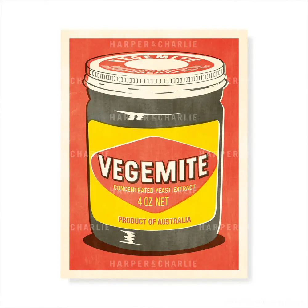 Vegemite Pop Art Deco Australian Colour Print with red background