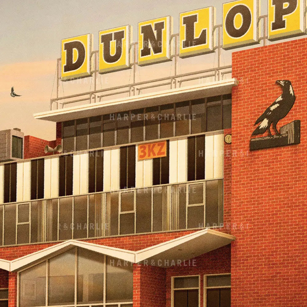 Victoria Park Dunlop Sign Collingwood Football Club Colour Print Close Up