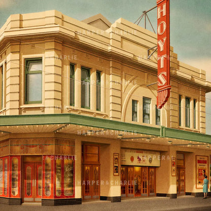 Waratah Theatre Ascot Vale Colour Print Close Up View by Harper and Charlie